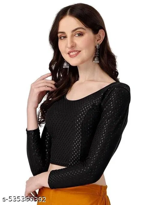 Lycra Ready Made Blouse for Women, Black (30)