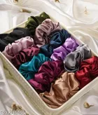 Pure Silk Scrunchies for Women, Pack of 12 