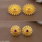 Designer Floral Gold Finish Stud Earrings For Women
