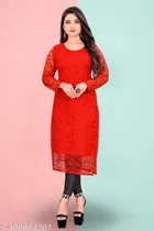 Net Kurti for Women,  Red  