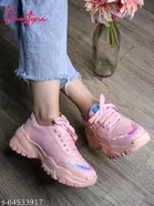 Shoetopia Womens Sport Shoes Pink Mesh IND-6