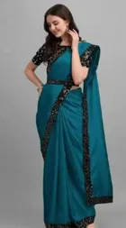 Lycra Blend Solid Saree for Women 