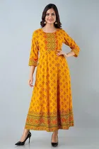 Rayon Printed Anarkali Kurti for Women 
