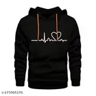 Heartline Printed Hoodie for Men (Black, M)