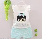 Hosiery Cotton Sleeveless Top & Bottom Clothing Set for Girls 