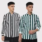 Cotton Blend Striped Shirts for Men, Multicolor 