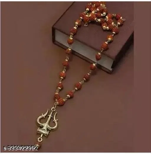 Gold Plated Rudraksh Beads Mala Chain for Men (Brown)