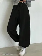 Cotton Blend Solid Trousers for Men, Black 