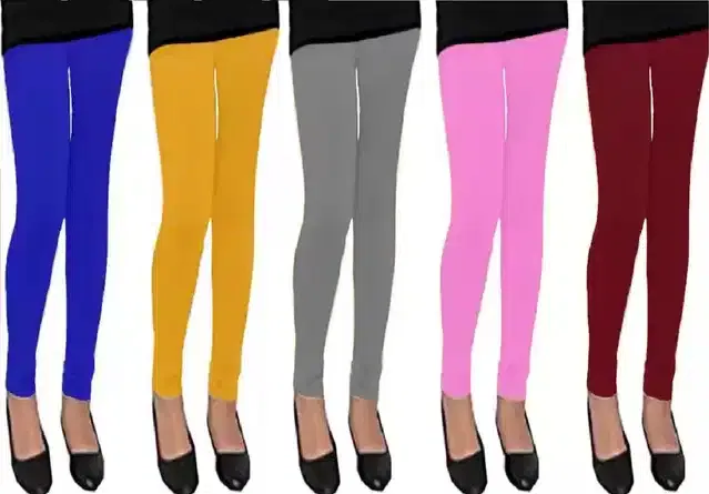 Solid Leggings Combo for Girls (Pack of 5) (Multicolor, 5-6 Years)
