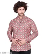 Cotton Blend Printed Short Kurta for Men, Multicolor 