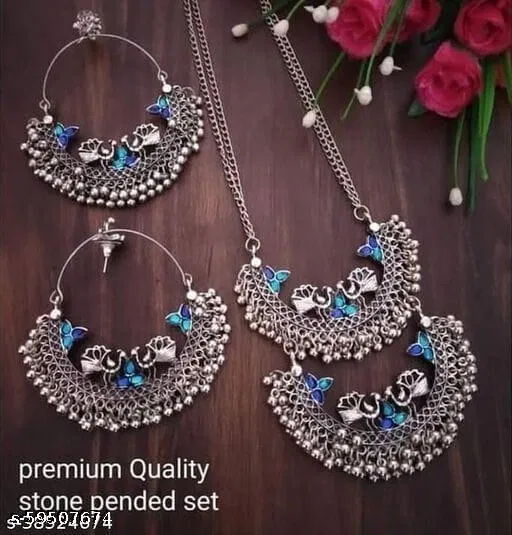 Firozi Blue Mayur Kundan Set