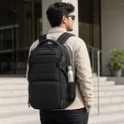 Gear Aspire 17, 26L Faux Leather Laptop Backpack for Men & Women, Black