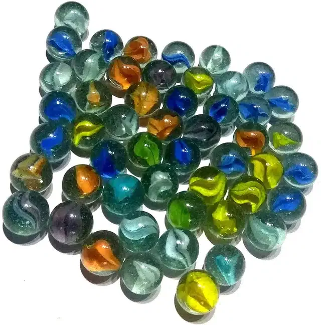 50 Pcs Mini Size Glass Marbles with Shooter (Multicolor, Set of 1)