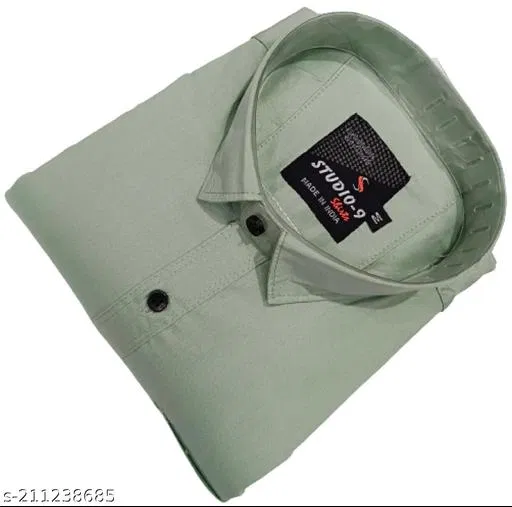 Cotton Blend Solid Shirt for Men, Light Green (L) Pack of 1