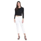 Denim Straight Fit Jeans For Women , WHITE 