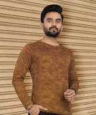 Abstract Printed Round Neck Polyester T-Shirt for Men 