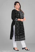 Chanderi Cotton Embroidered Kurti with Pant for Women 
