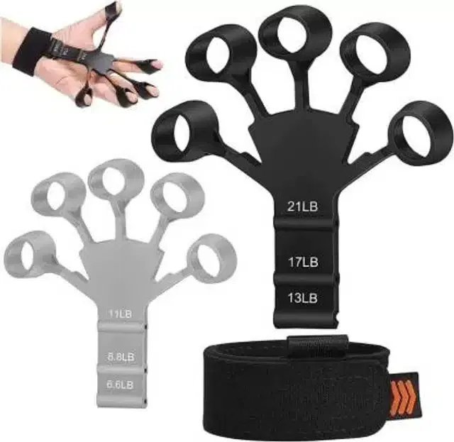 Silicone Hand Grip Strengthener (Black & Grey, Pack of 2)
