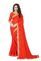 Kanooda Fancy Women Georgette Flower Printed Saree 