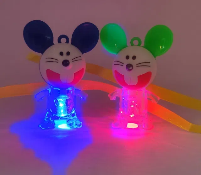 Plastic LED Light Mice Kids Rakhi, Pack of 2 (Multicolor, Free)