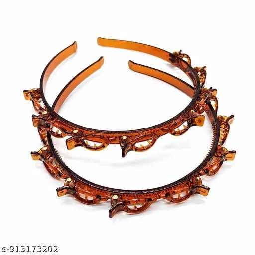 Fancy Hair Clips for Women (Brown, 2 Pcs)