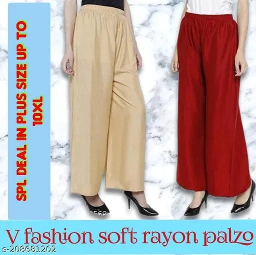 Palazzos for Women, Pack of 2 (Beige, 40)