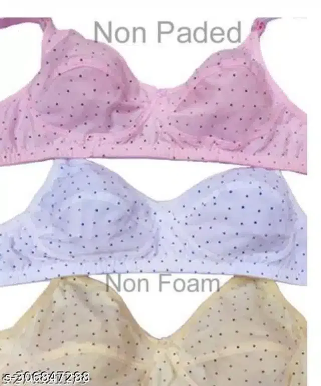 Non Padded Bra for Women (Multicolor, 34B) (Pack of 3)