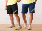 Cotton Blend Shorts for Men (Black & Navy Blue, M) (Pack of 2)