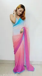 Shaded Colour Block Georgette Saree for Women 