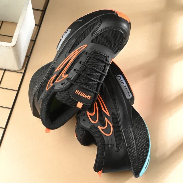 Sports Shoes for Men (Orange & Black, 8)