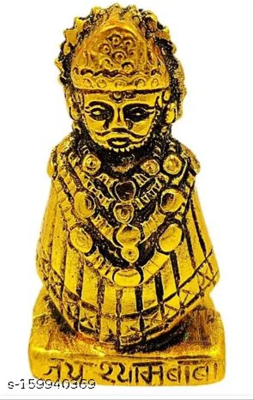 Baba Khatu Shyam Ji Figurine (Metal, Yellow)