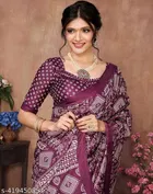 Art Silk Printed Saree for Women, Purple 