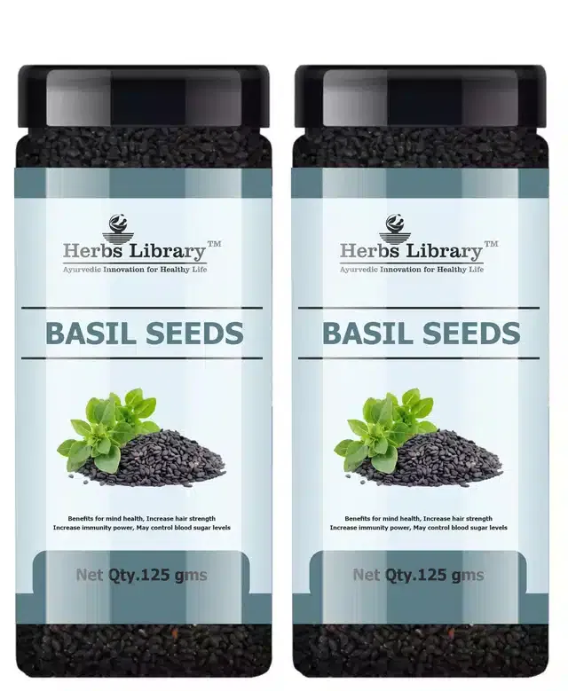 Herbs Library Fresh and Natural Basil Seeds for Weight Loss (Pack of 2, 125 g)