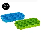Silicon Honeycomb Shape Ice Cube Mould Tray-37 Cavities Mold, Pack of 2, Assorted