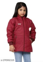 Polyester Jacket for Girls (Maroon, 12-18 Months)