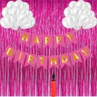 Happy Birthday Banner with 25 Pcs Balloons & Air Pump (Multicolor, Set of 1)