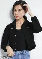 Three-Quarter Sleeves Denim Jacket for Women 