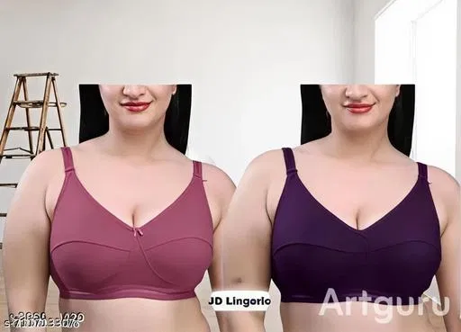 Padded Bra for Women, Pack of 2 (Purple, 38B)