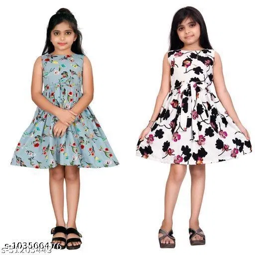 Pack of 2 Party Dresses for Girls (Grey, 13-14 Years)