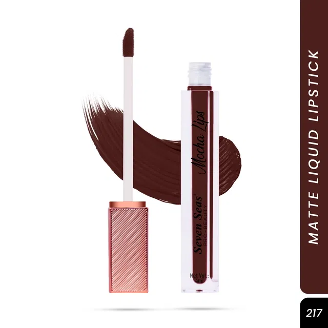 Seven Seas Liquid Lipstick for Women, Dark Brown (4ml)