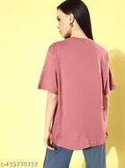 Cotton Blend Printed T-shirt for Women, Pink 