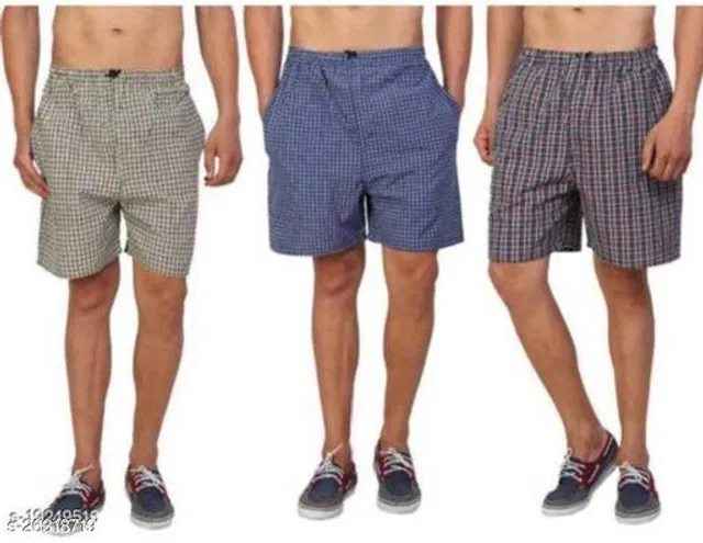 Cotton Shorts for Mens (Multicolor, 36) (Pack of 3)