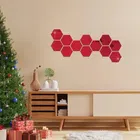 Acrylic Hexagon Shaped Wall Mirror Stickers (Red, Pack of 12)