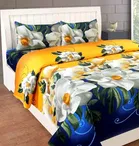 Polycotton Printed Double Bedsheet with Two Pillow Covers 