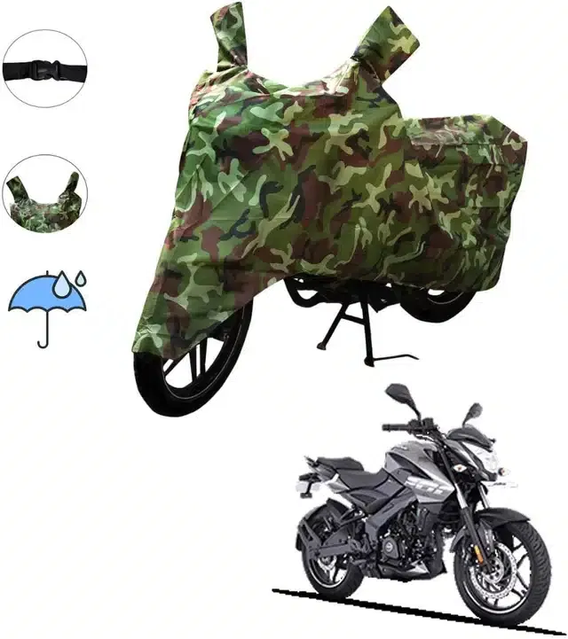 Waterproof & UV Protection Polyester Full Body Cover for Bajaj Pulsar 200 NS DTSi Bike (Green)