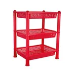 Fair Food 3 tier Multipurpose Basket Stand for Fruit and Vegetable (Red)