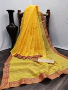 विमेंस चंदेरी वोवन विद ब्रोड लैस साड़ी 