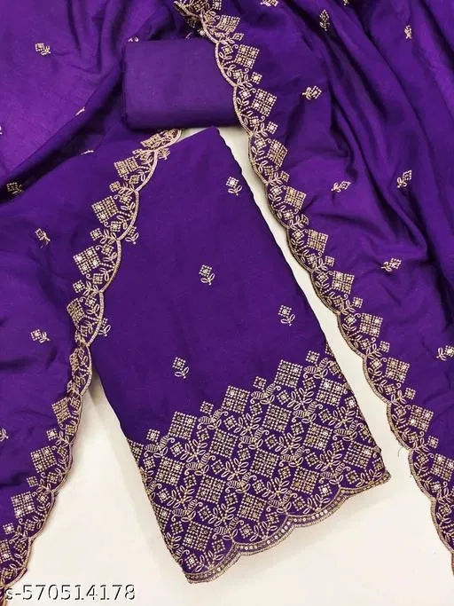 Punjabi Suits (Purple, 6.85 meter (3XL)) for Women (Purple, Un Stitched)