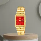 Stainless Steel Strap Analog Watch for Men (Gold & Red)