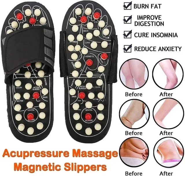 Acupressure Slippers for Men & Women (Black, 6)